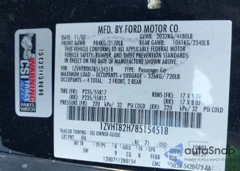 2008 Ford Mustang Gt Deluxe/Gt Premium from USA, damaged, VIN 1ZVHT82H785154518